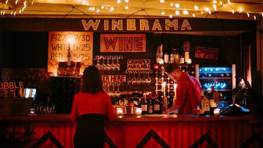 Winerama, en italiensk vinbar på Dinerama